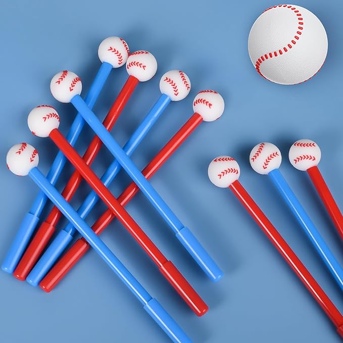 LiYiQ 25 Pcs Baseball Cartoon Cute Fun Pens Kawaii Baseball Shape Gel Black Ink Pen Cute Baseball Pens for Office Home Present