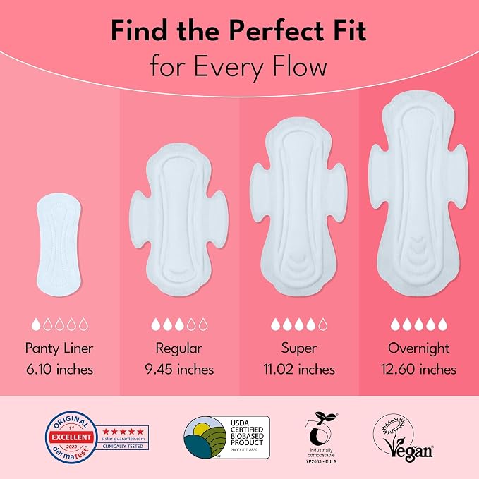 Sparkle Sanitary Pads for Women Overnight, Plant-Based Maxi Pads with Wings | Feminine Pads | Organic Pads | Period Pad Softer Than Cotton Pads, Heavy Absorbency, Unscented (Overnight Pads, 40 Count)