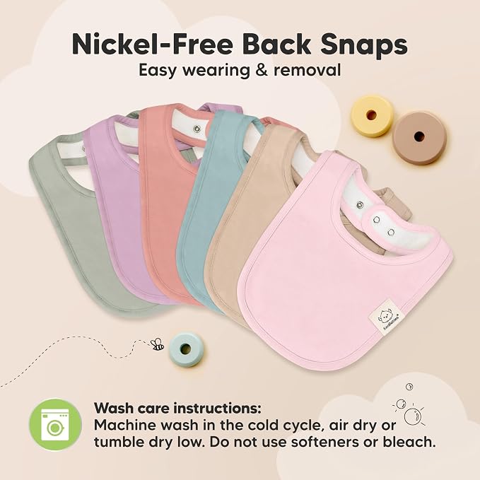 KeaBabies 8-Pack Organic Baby Bibs for Drooling and Teething - Soft Cotton Bibs for Baby Girl, Boy, Extra Absorbent, Easy to Clean & Put On for Toddler, Newborn, Infant 0-24 Months (Muted Pastel)