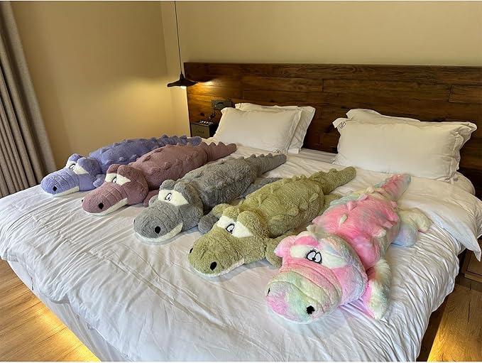 Hofun4U Alligator Plush Pillow, 38 inch Alligator Stuffed Animal, Home Decoration Christmas Valentine’s Birthday Gift for Boys Girls Adults Kids (Grey)
