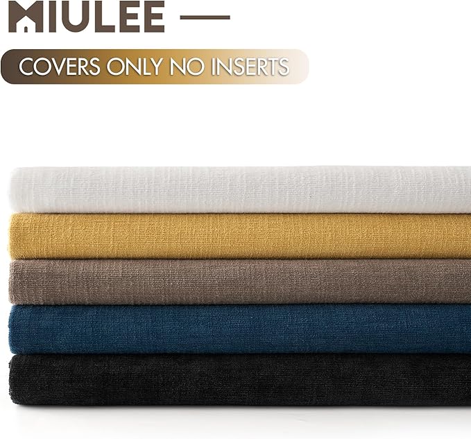 MIULEE Dark Blue Chenille Couch Throw Pillow Covers, 20x20 | Set of 2, Soft Coastal Home Decor, Modern Farmhouse Decorative Pillowcases for Sofa Living Room Bed
