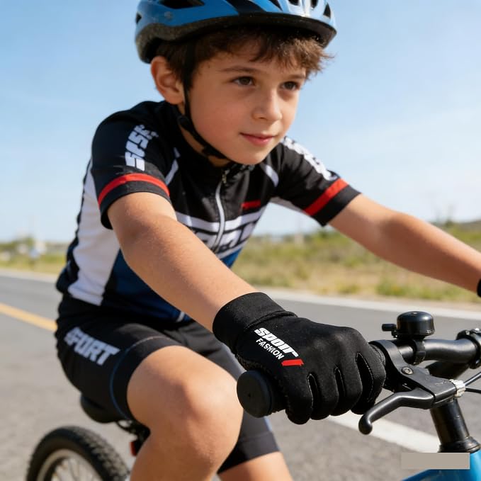 Kids Gloves for Girls Boys - Touchscreen Full Finger Cycling Sun Gloves, Non-Slip Outdoor Gloves 7-15Yrs Spring Autumn