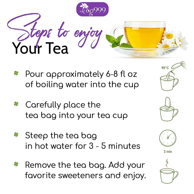 TOG999, Premium 30 Lavender Flower Tea Bags, 100% Natural & Pure. Loose Flower Lavender Herbal Tea. No Sugar, No Caffeine, No Gluten, Vegan.