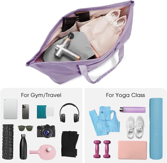 sportsnew Large Yoga Mat Bag with Shoes Compartment and Wet Pocket Ladies Pilates Gym Tote Bag with Yoga Mat Holder Strap for Women Men Workout Carrier Stuff Accessories