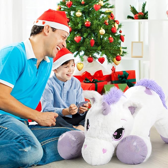 Tezituor 43'' Big Unicorn Plush Toys,Giant Unicorn Stuffed Animals Cute Soft Plushie,Birthday Decorations for Girls,White Unicorns Gifts for Children Adult Girlfriend