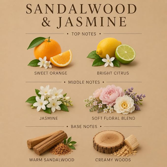 Affinati Sandalwood & Jasmine 10 oz Scented Candle – Long Lasting Luxury Soy Blend Candle for Home, Strong Scent Throw Rich Earthy Floral Aromatherapy Candles, Clean Burning Premium Gift
