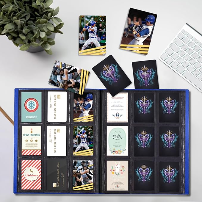 Card Binder, Upgraded 9 Pockets Trading Card Collection Binder for Cards, 360 Card Book Holder Album for Yugioh, MTG, TCG, Magic, Sports Cards - Blue