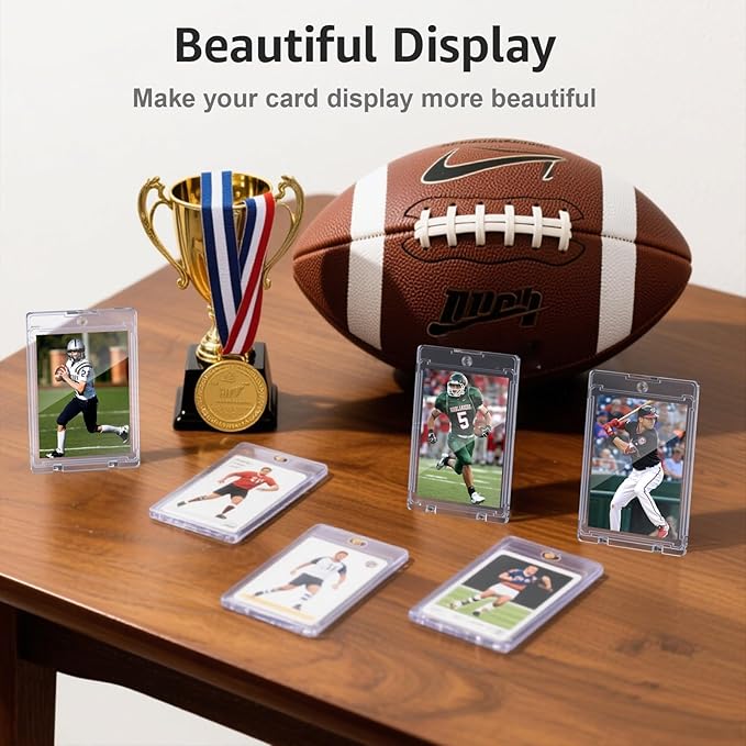 SAMYUCHO 100ct Magnetic Card Holder, 35pt One Card Touch Holders for Trading Cards, U-V Protection Card Display Case Protectors Sleeves Hard Plastic Cover for Sports Game