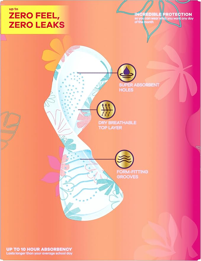 Always Radiant Teen Pads, Size 1, Regular, with Wings, Unscented, 42 Count