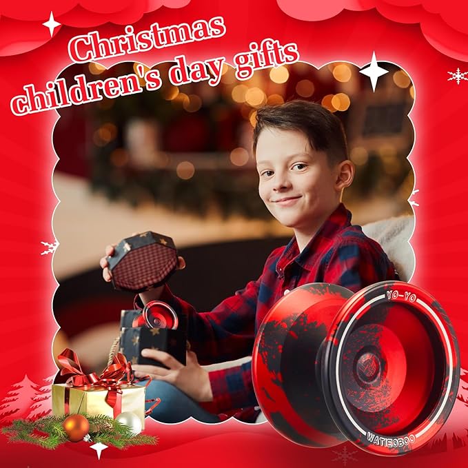 WATIEOBOO yoyo Responsive Yoyos for Kids Adults Beginner, yoyo Professional Unresponsive Metal yo yo Yo-yo for Advanced Players with Bearing Accessories+Removal Tool-Black+ Red