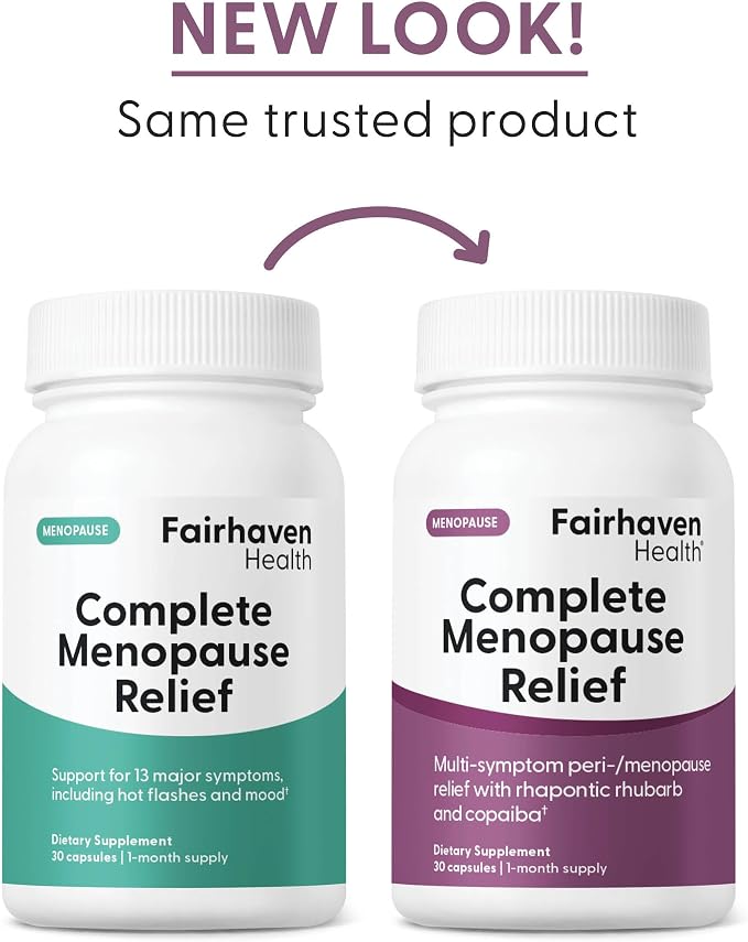 Fairhaven Health Complete Menopause Relief | Nonhormonal Menopause Symptom Relief | Relief from Hot Flashes, Night Sweats, Sleep Disturbances, & More | Gluten, Dairy, Soy Free | Non-GMO | 30 Capsules