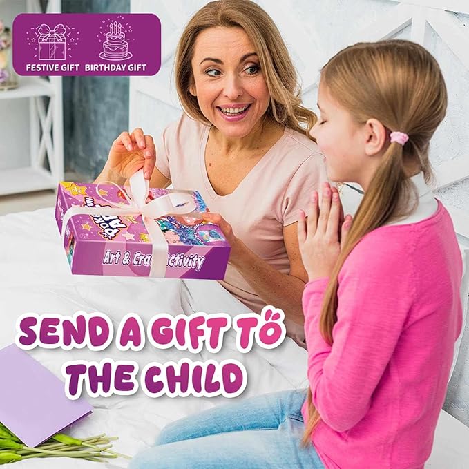 QLKYTALA Poke Poke Art Kits for Girls - Arts and Crafts for Kids 4-8 - 4 5 6 7 8 Year Old Girl Birthday Gifts - Princess Dress-Up DIY Creative Activity Toys
