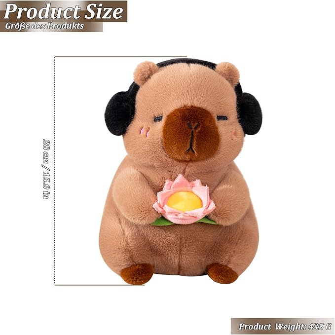 Capybara Plush Toy, Capybara Plush Stuffed Animal Doll, Cute Realistic Soft Capybar Toy Stuffed Plushies,Guinea Pig Toys Home Decor Great Birthday Gift for Boy Girl(Color:Brown,Size:38cm)
