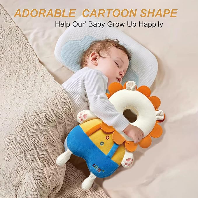 Baby Head Protector Backpack, Toddler Baby Head Protection Backpack with Baby Knee Pads Alarm Function for Walking & Crawling, Soft, Breathable and Wearing Safety Baby Head Protector