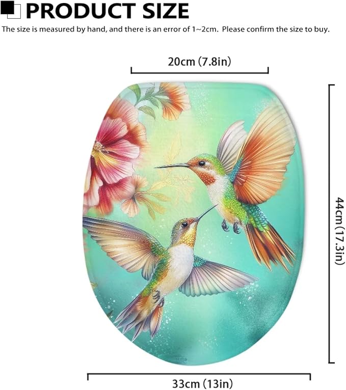Hummingbird Flower Toilet Tank Dust Cover for Bathroom Green Hummingbird Flower Toilet Seat Cushion Cover with Elastic Band Oval Toilet Seat Cover Soft Bathroom Replacement Machine