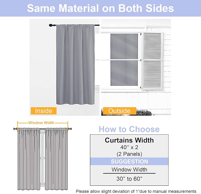 Simplebrand Ava Silver Grey Blackout Curtains for Bedroom 90 Inches Long 2 Panels Set, Solid Privacy Energy Saving Living Room Window Treatment Curtains Blackout Drapes, W40 x L90 Inch, Silver Grey