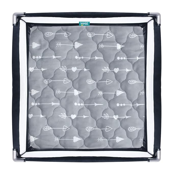 Playard Mattress Cover -for Square Play Yard, Perfect for New Room2 / TotBloc Portable Playard, Waterproof, Ultra Soft, Fitted Playpen Mattress Cover, Grey