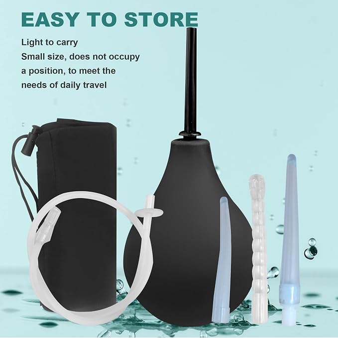 Deepdeem Anal Douche Enema Bulb Kit Vaginal Douche Enema Cleaner | Enema Bulb,Enema Douche with 3 Nozzle,Anti Backflow,Medical Materials for Colon Cleansing,Detox & Constipation for Men Women