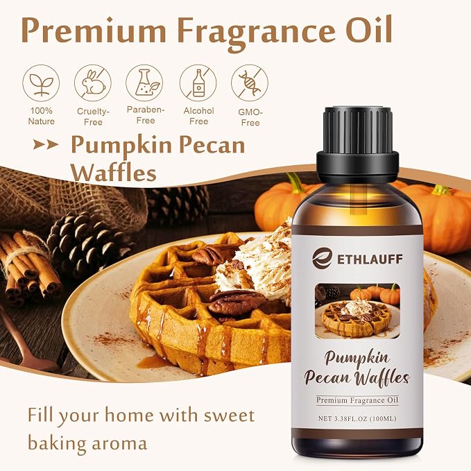 Pumpkin Pecan Waffles Fragrance Oil, Bakery Essential Oils, Fragrance Oils for Diffuser for Home, Pumpkin Pie Waffle