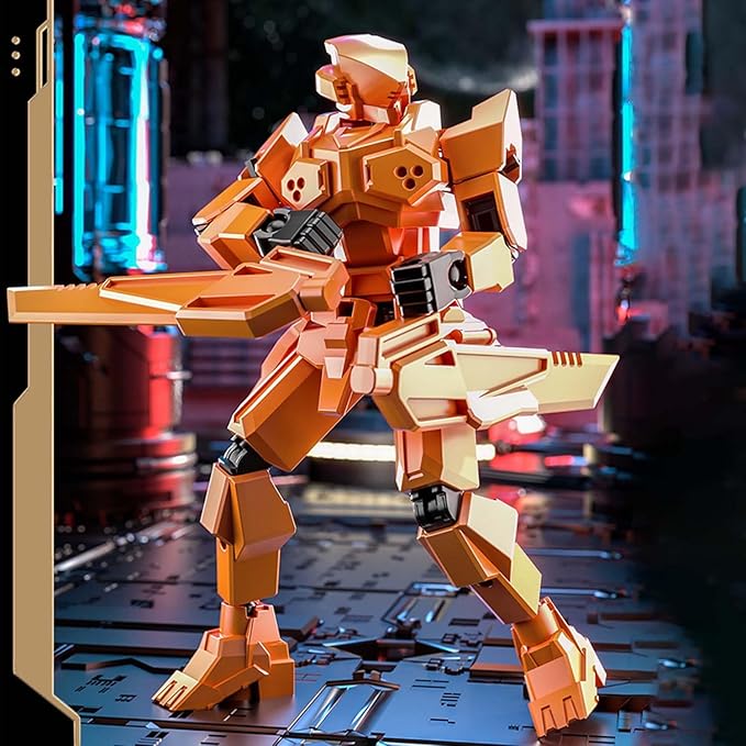 WEAREWE 2 Set DIY 3D Printed Action Figures Set 13 Luck 13 Action Figure Multi-Jointed Movable Mech Doll Robot(White-Black)