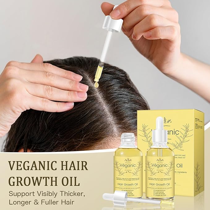Natural Hair Growth Oil Kit with Rosemary Hair Oils for Hair Growth for Dry Damaged Hair, for Men and Women 2PCS*2 fl.oz (Yellow)