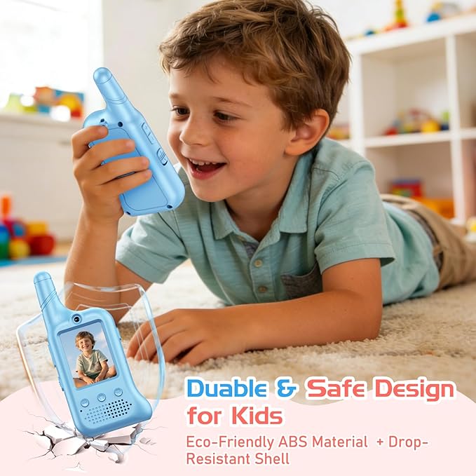 2 Pack Video Walkie Talkies for Kids, Rechargeable Kids Walkie Talkies with HD Camera & Voice Changer Long Range Video Intercom Toys Boys Girls Birthday Gifts for Family Games Outside Camping Hiking