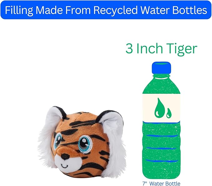 The Petting Zoo Tiger Stuffed Animal Plushie, Gifts for Kids, Squishiez Wildlife Animal Squeeze Toy, Tiger Plush Toy, 3 inches