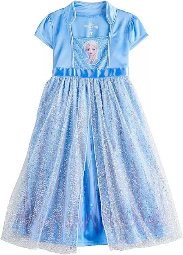 Disney Girls' Princess Dress Nightgown, Fantasy Gown, Soft & Cute Pajamas for Kids