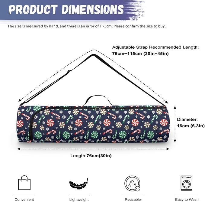 Yoga Mat Bag with Adjustable Shoulder Strap and Handle Zipper, 30in Wide x 6.3in Diameter for Yoga Mat Storage