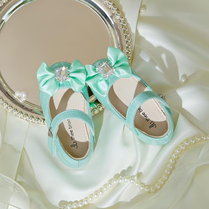 THEE BRON Mary Jane Ballet Flats - Girls' Dress Shoes with Hook & Loop Closure
