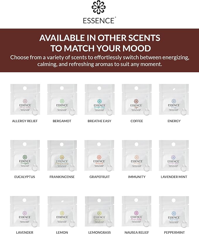 Essence Wearable Aromatherapy Nasal Diffuser – Coffee Essential Oil Nose Ring Silicone Inhaler for Stress & Mood Support - Made in USA & Travel-Friendly