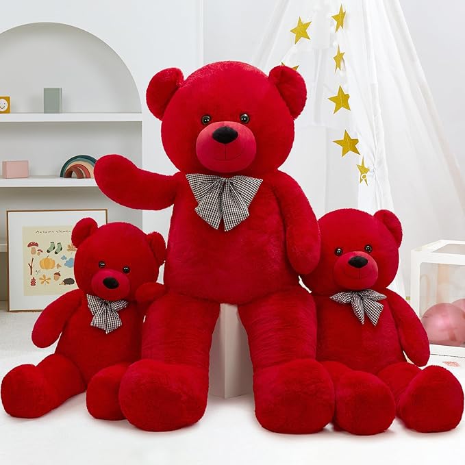 MaoGoLan Giant Teddy Bear Stuffed Animal 47inches,Red Classic Big Teddy Bear Plush Toy,Adorable and Fluffy Teddy Bear Gift for Christmas,Valentines Day,Baby Shower,Birthday,or Long Distance