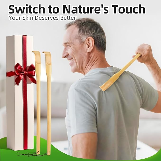 Back Scratcher, Bamboo Wood Back Scratcher Massager, 16.5" Long Self-Massager Provide Instant Relief from Itching, Good Practical and Novel Gifts for Friends and Family.