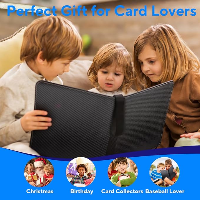 Portable 9-Pocket Trading Card Binder, Holds 720 Cards with 40 Removable Double-Sided Sleeves, Baseball Card Binder Card Storage Organizer Album for Boys, Girls, Sports & Game Cards