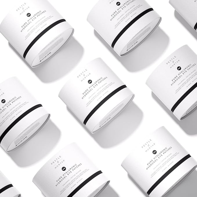 Pestle & Mortar Pure Hyaluronic Hydrogel Eye Patches, 30 Pairs, Cooling Under-Eye Treatment with Peptides for Hydration and Depuffing