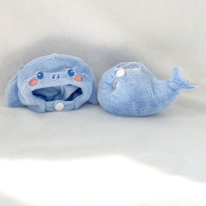 17cm Doll Rabbit Bunny Clothes, Autumn Spring Winter Thick Warm Suit, Super Funny Cute Cosplay Cos Costume Bee Shark Shrimp Dinosaur Suit Outfit for Dress Up -Blue Shark