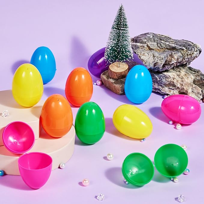 JOYIN 3.15" Easter Eggs, Fillable Plastic Eggs Empty Colorful Bright Eggshells with Hinge for Easter Hunt, Filling Treats, Party Favor, Basket Stuffers, Classroom Prize Supplies, 264PCS