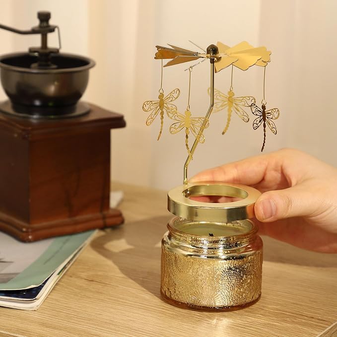 Dragonfly Rotating Scented Candle, Gifts for Women Mom Daughter Sister Wife | Birthday Gifts for Women Friendship, Unique Candle Gift for Christmas Anniversary Mothers Day