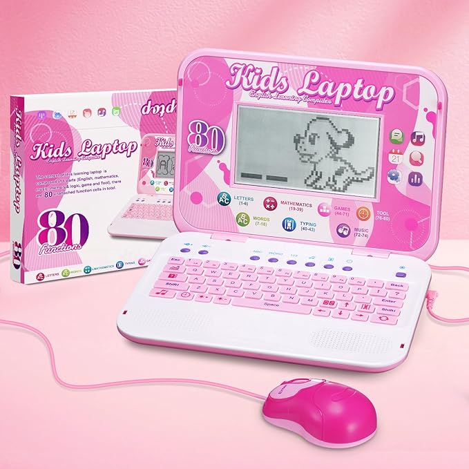 LESHITIAN Kids Laptop, 80 Learning Modes with 7 Inch Large Screen, Educational Learning Computer for Kids Ages 5+