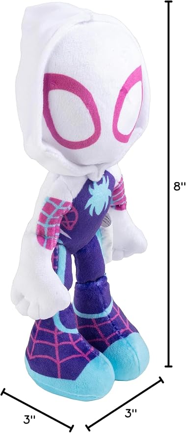 Marvel Spidey and His Amazing Friends 8" Gwen Stacy Ghost Spider Plush - Spider-Man Stuffed Animal Toy Figure - Officially Licensed - Spider-Verse Gift for Kids, Boys, Girls - 8 Inches