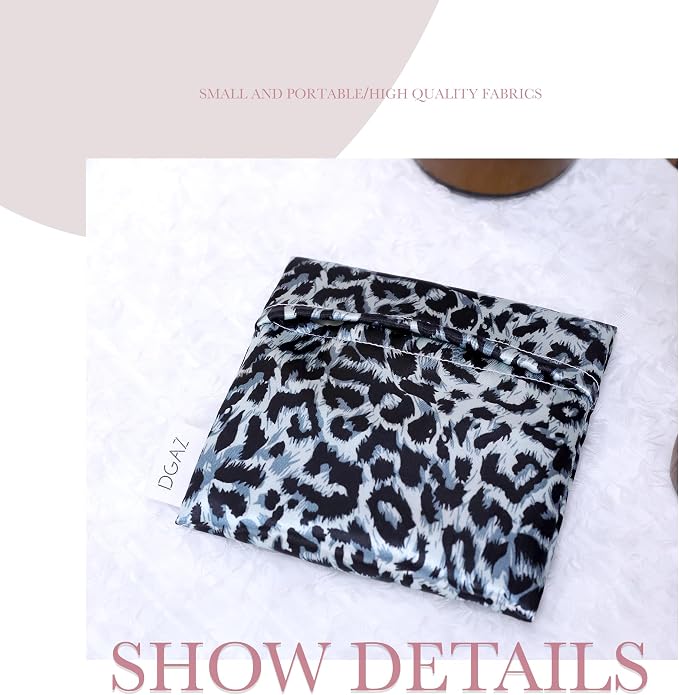 DGAZ Sanitary Napkin Storage Bag, Period Bag for Teen Aged Girls, Portable Period Bag for Panty Liners/Menstrual Cup/Small Tampons,Mini Makeup Bag for Purse(Leopard D)