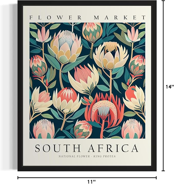 South Africa Flower Market Unframed Art Print Poster, Wall Art Floral Painting Botanical Decor for Bedroom, Kitchen, Bathroom Livingroom Decoration 82B (South Africa, 14"L x 11"W, Unframed)