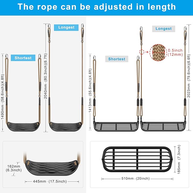 Dolibest Heavy Duty Swing Sets Brackets Including 2 A-Frame Swing Set Brackets, 4 Swing Leveing Base Bracket, 2 Swing Seats & 4 Swing Hangers for DIY Playground Equipment Mounting Hardware Included