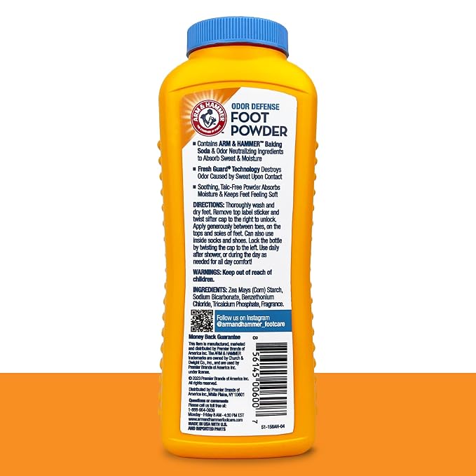 Arm & Hammer Foot Powder for Shoes & Feet, Talc-Free Odor & Moisture Control for Men & Women, 7 oz (3 Pack)