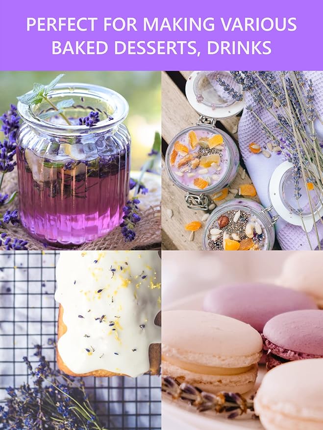 TeeLux Lavender Flowers Tea, Dried Lavender Buds for Drinks, Baking, DIY Beauty, Crafts, Sachets, Delightful Aroma, Caffeine-free, 114g/4oz