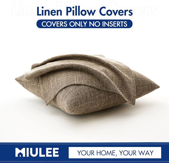 MIULEE Pack of 2 Decorative Linen Burlap Pillow Covers Farmhouse Boho Accent Pillowcases for Sofa Car Couch Bedroom Living Room Decor 16x16 Inch Brown