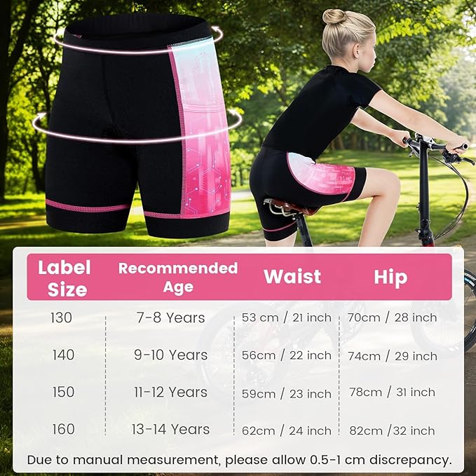 Gogokids Boys Girls 3D Padded Bike Shorts Kids Cycling Shorts Biking Shorts Sports Pants with Pockets for Mountain Road