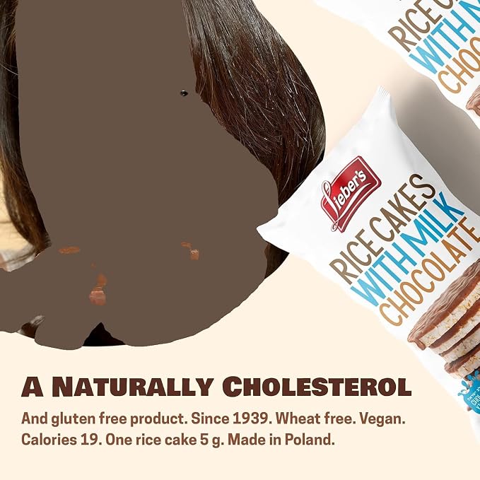 LIEBERS Italian Milk Chocolate Rice Cakes, Kosher Dairy, Gluten Free 3 Pack | Whole Grain Brown Rice Snack, Crispy & Low Calorie, Wheat Free, 60 Calories or Less per Cake, Great on the Go