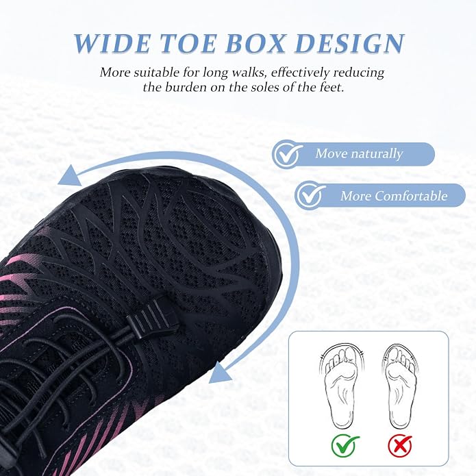 Barefoot Shoes for Women & Men, Grounded Walking Hiking Barefoot Shoes, Wide Toe Box Non-Slip Water Athletic Footwear, Comfortable Vitality Barefoot Footwear, Trail Running Sneakers Unisex