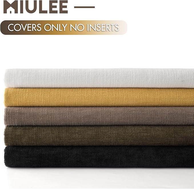 MIULEE Coffee Chenille Couch Throw Pillow Covers, 18x18 | Set of 2, Soft Farmhouse Modern Home Decor, Decorative Pillowcases for Sofa Living Room Bed
